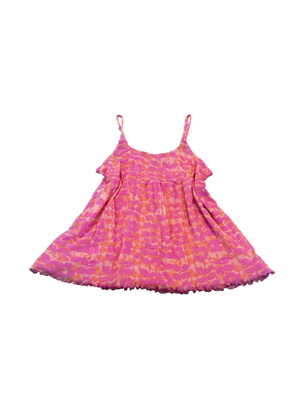 Vintage Pink Coral Mesh Floral Babydoll Top Lettuce Hem Bows Y2K Coquette